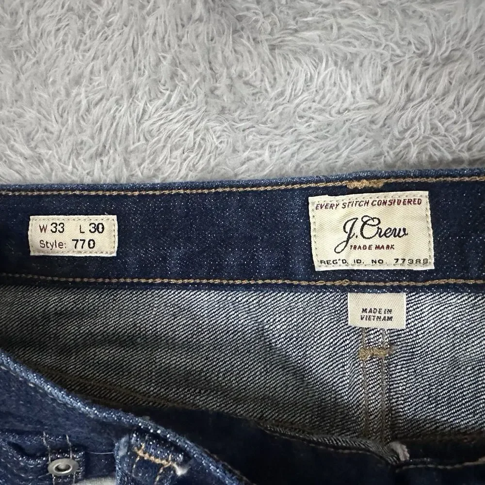 J Crew Selvedge Jeans Men's 32x32 Button Fly Blue Denim 770 Stretch Straight